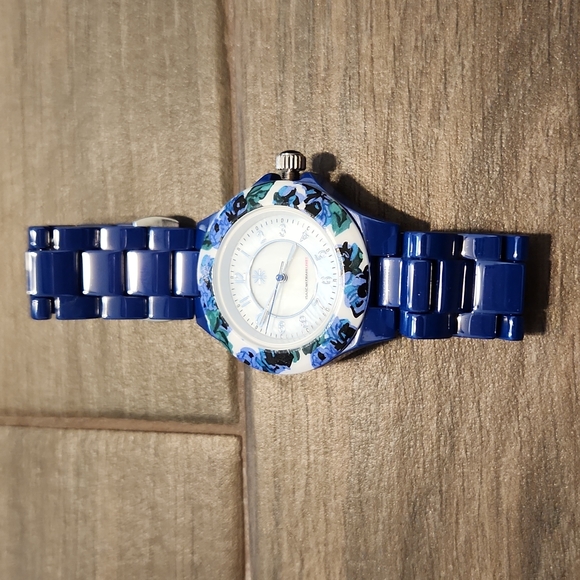 Isaac Mizrahi Blue Floral Ceramic Watch - Picture 3 of 3
